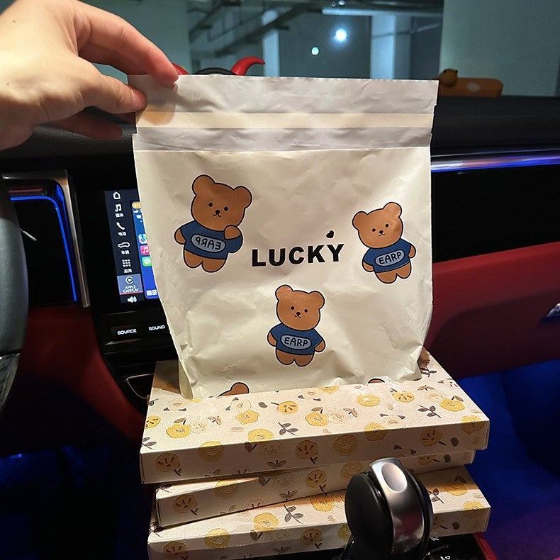 Non-Marking Bear Car Garbage Bag Adhesive Car Trash Can Foldable Car Interior Storage - Image 1